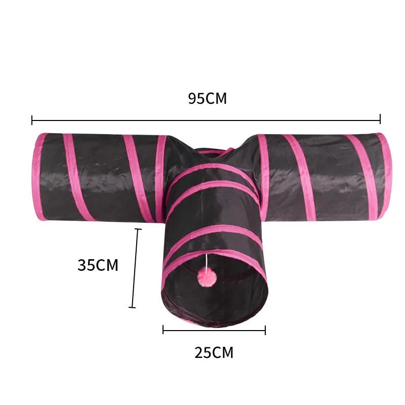 Foldable Cat Play Tunnel – Interactive Collapsible Tube Toy for Cats & Kittens, Multiple Shapes, Night Light Option