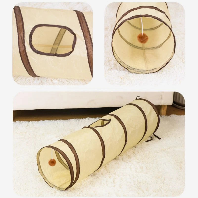 Foldable Cat Play Tunnel – Interactive Collapsible Tube Toy for Cats & Kittens, Multiple Shapes, Night Light Option