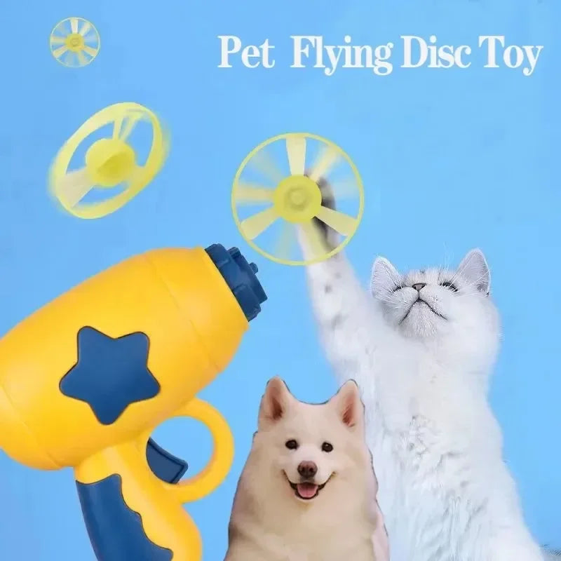 Mini Flying Disc Launcher Cat Toy – Interactive Shooting Gun Chasing Toy
