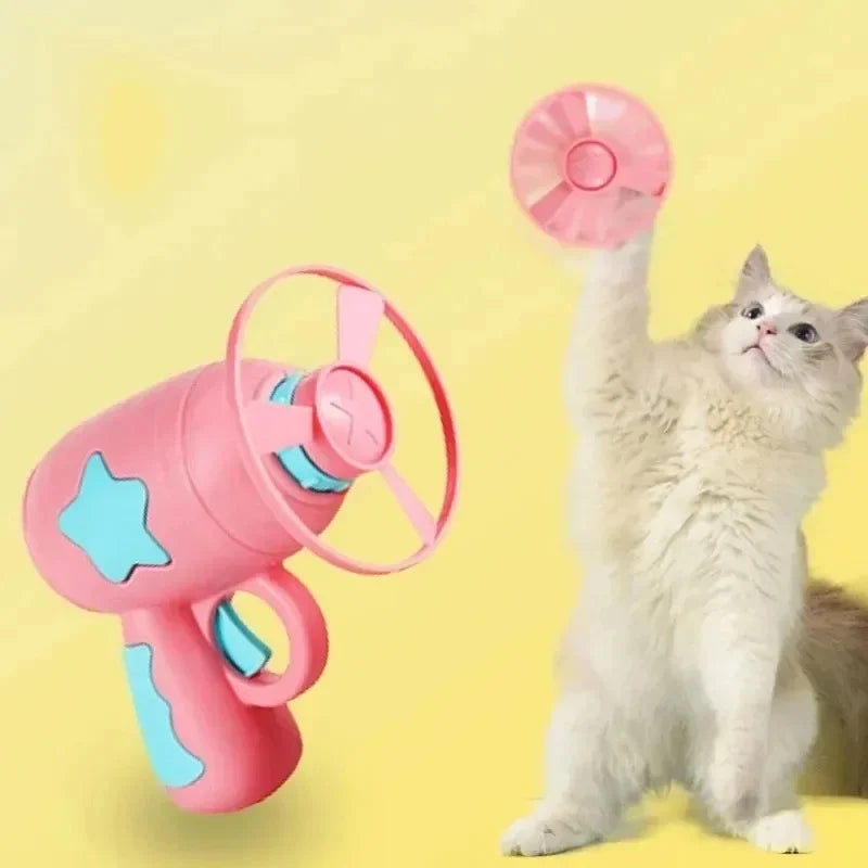 Mini Flying Disc Launcher Cat Toy – Interactive Shooting Gun Chasing Toy