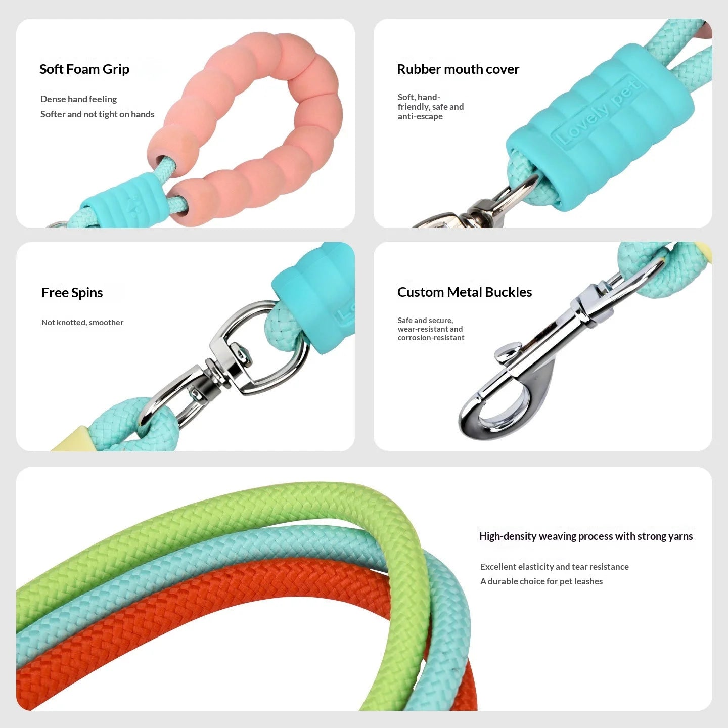 Cloud Bubble Polyester Dog Leash — Anti-Burst
