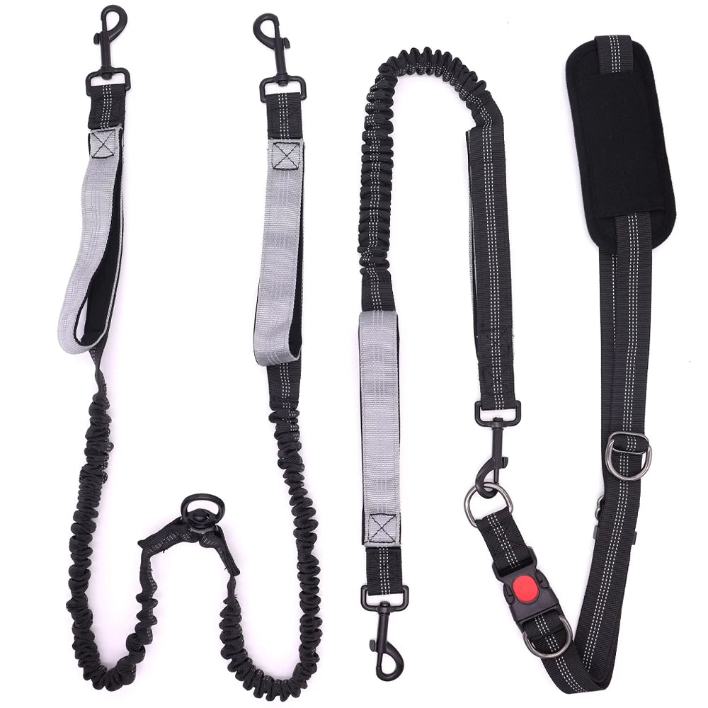 Hands-Free Running Dog Leash Waist Belt | Dual Handle Bungee Leash for Jogging