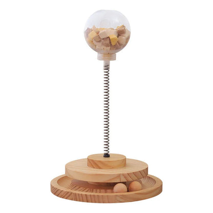 Solid Wood Puzzle Feeder Toy for Cats & Dogs – Slow Feed Tumbler