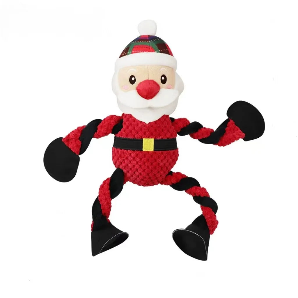 Wholesale Custom Pet Dog Chew Toys Cartoon Cute Christmas Elk Santa Claus Luxury Durable Interactive Plush Squeaky Pet Dog Toys
