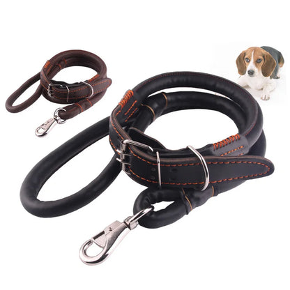Genuine Leather Dog Leash 120cm — Soft & Durable Lead for Small & Large Dogs