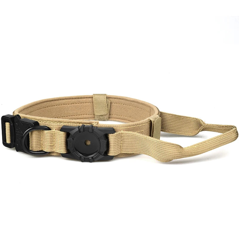 Tactical AirTag Dog Collar | Heavy Duty Nylon with Metal Bracket Holder
