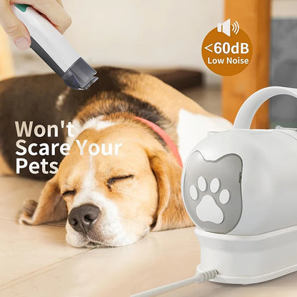 Pet Grooming Vacuum Kit — 99% Hair Collection, Low Noise, Clipper, Nail Grinder for Dogs & Cats