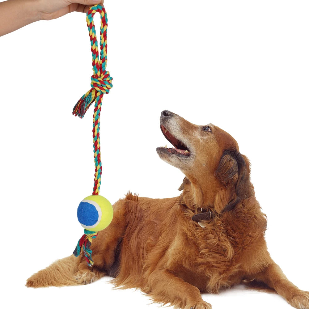 Wholesale Custom Logo Chew Dog Rope Toys with Tennis Ball