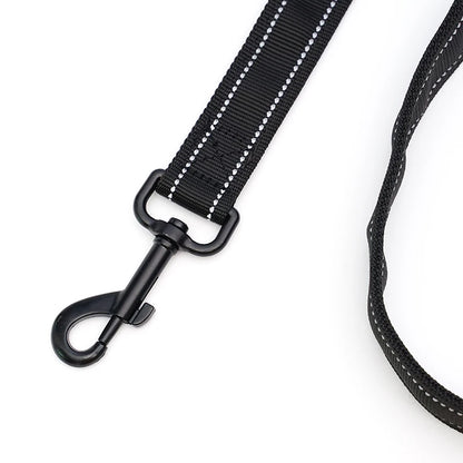 6ft Double Handle Dog Leash | Reflective Soft Padded Nylon Training Lead
