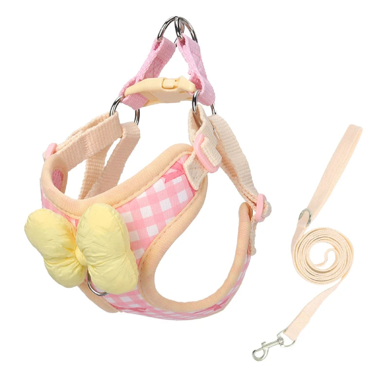 New Style Checkered Pattern Small Breed Dog Leash Pet Puppy Harness Bichon Shiba Inu Schnauzer Breathable Outdoor Walking Leash