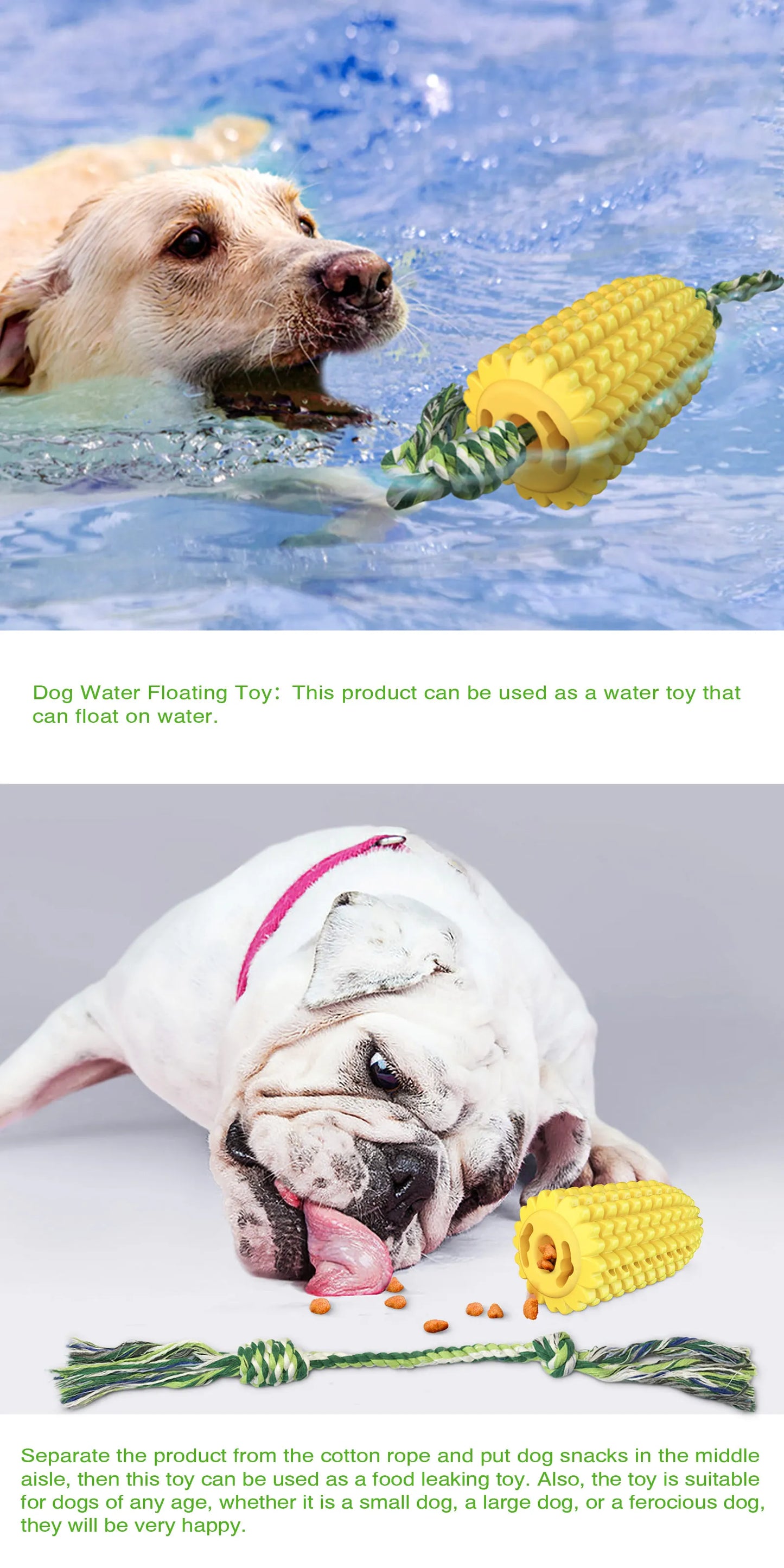 E-commerce Hot Sale Indestructible Tough Durable Squeaky Interactive Dog Toys Puppy Teeth Chew Corn Stick Toy