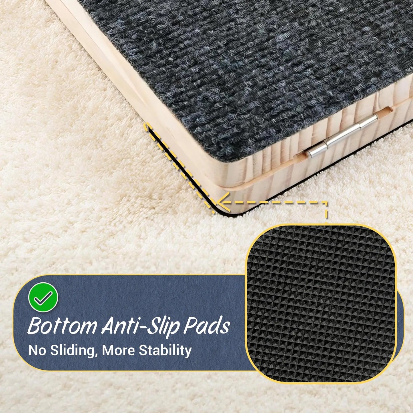 Adjustable Wooden Dog Ramp for Stairs Non-Slip Stair Wedges for Small Dogs Foldable Indoor Dog Stair Ramp