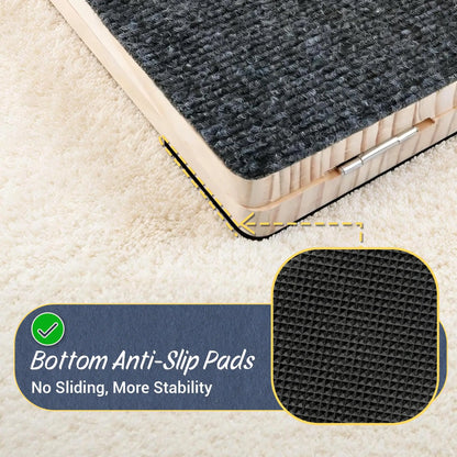 Adjustable Wooden Dog Ramp for Stairs Non-Slip Stair Wedges for Small Dogs Foldable Indoor Dog Stair Ramp