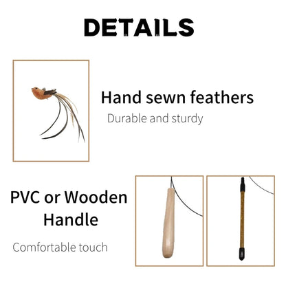 Feather Foam Bird Cat Wand Toy – Eco-Friendly Replacement Heads & Wand Poles