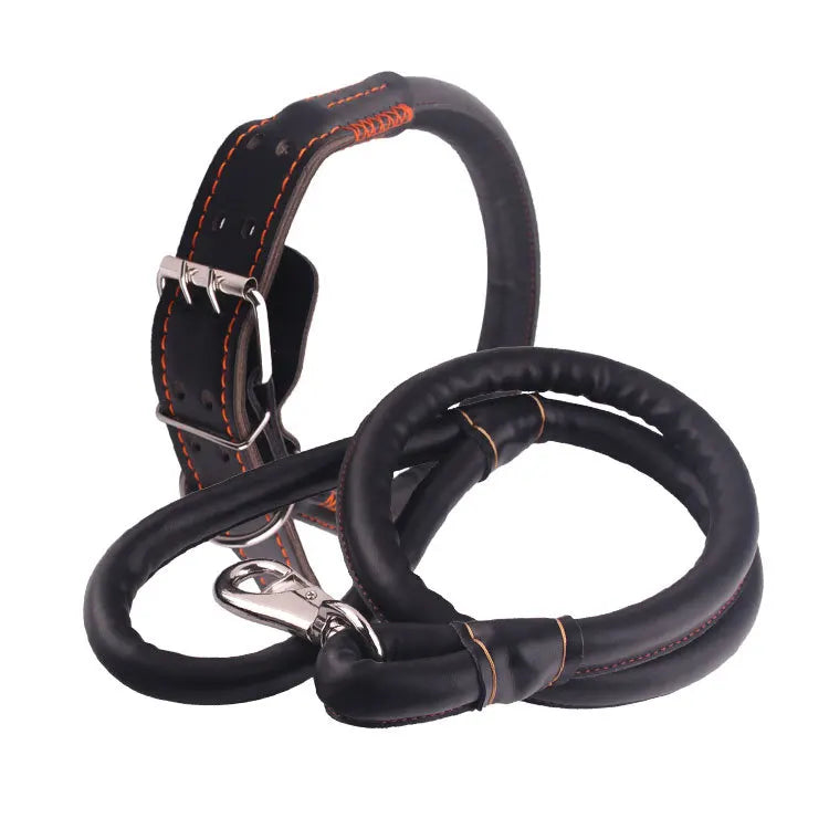 Genuine Leather Dog Leash 120cm — Soft & Durable Lead for Small & Large Dogs
