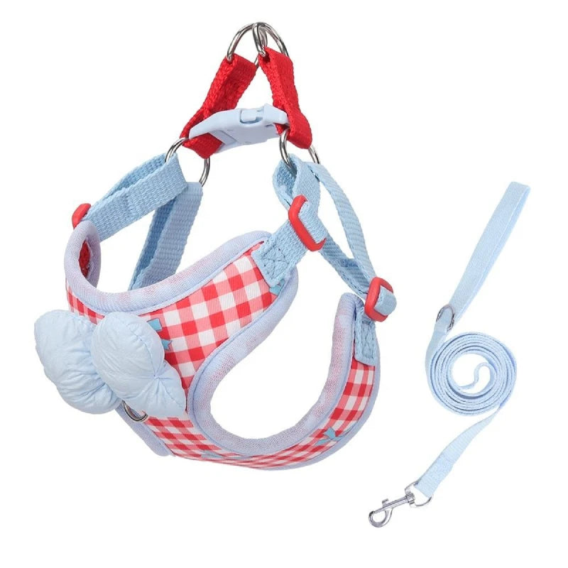 New Style Checkered Pattern Small Breed Dog Leash Pet Puppy Harness Bichon Shiba Inu Schnauzer Breathable Outdoor Walking Leash