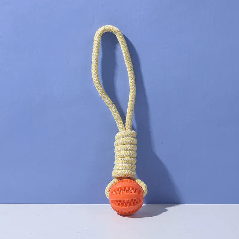 Durable Braided Rope and Rubber Ball Pet Chew Toys for Teething Puppies Plush Gift for Cats for Playing