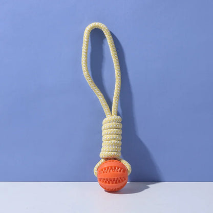 Durable Braided Rope and Rubber Ball Pet Chew Toys for Teething Puppies Plush Gift for Cats for Playing