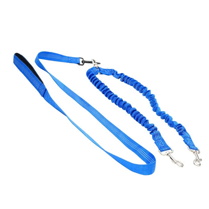 Double Dog Leash Coupler | Reflective Bungee No-Pull Training Leash with Swivel Lockable Hook