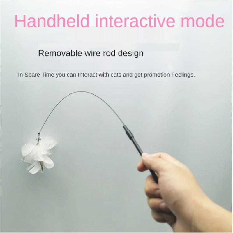 Dancing Feather Suction Cup Cat Toy | Removable Wire Rod & Replacement Heads | 9 Styles