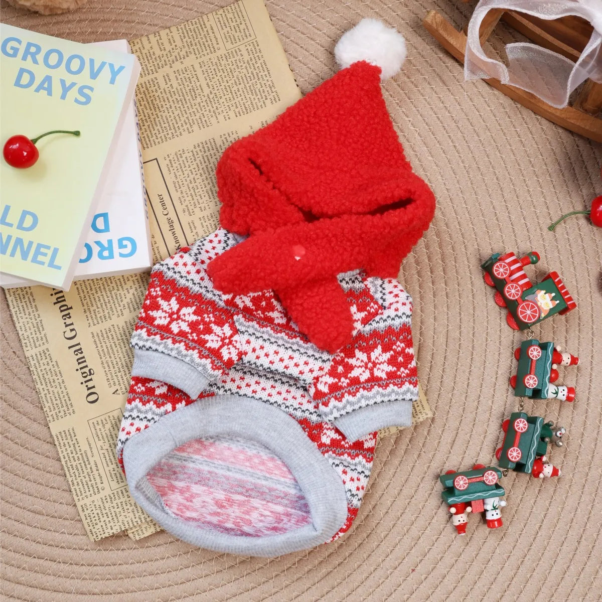 Crochet Pet Christmas Clothes Autumn and Winter New Cute Dog Warm Striped Cat Clothing Knitted Pullover Sweater
