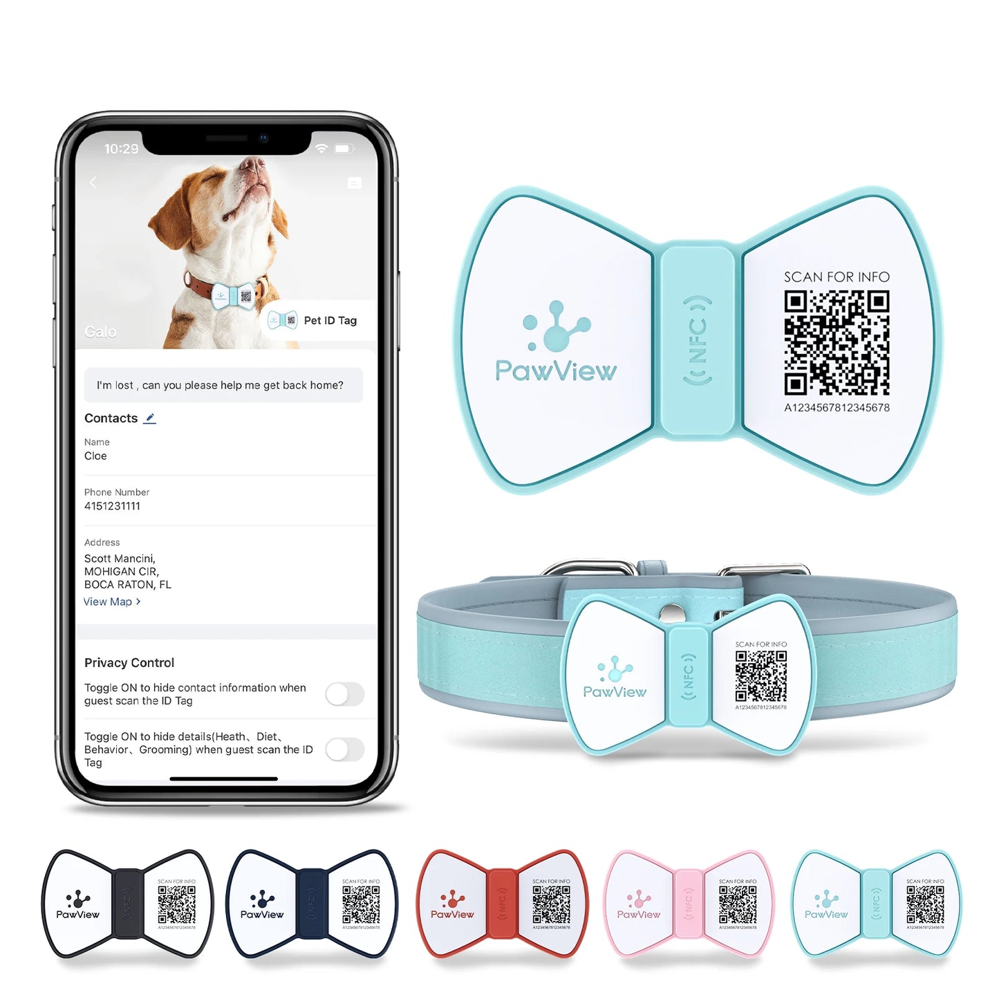 NFC Smart QR Code Pet ID Tag – Silicone, Scannable, Personalized Dog & Cat Tag
