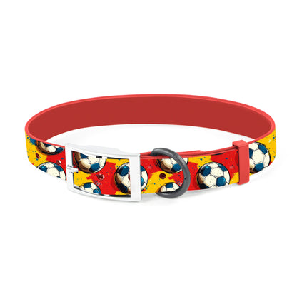 Coated Nylon Waterproof Dog Collar – Soccer Pattern, Odor-Resistant, Quick-Release Buckle
