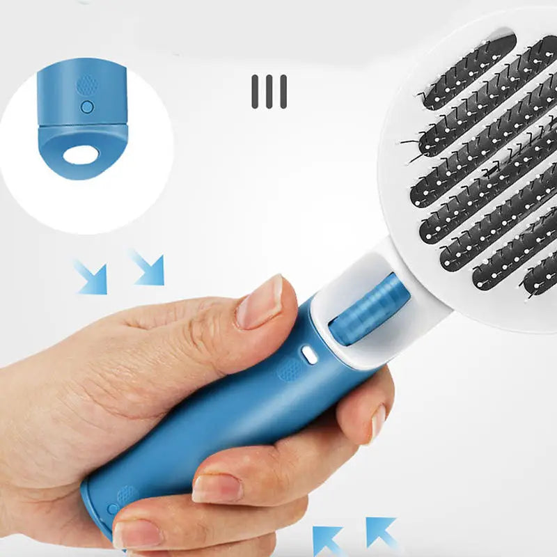 Self-Cleaning Pet Slicker Brush — Cat & Dog Hair Remover Grooming Comb