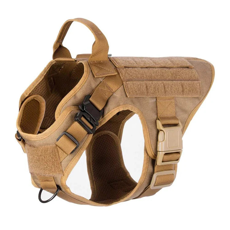 Tactical Dog Harness for Service & Hunting – Heavy-Duty Nylon Training Vest with MOLLE Webbing | XS S M L XL