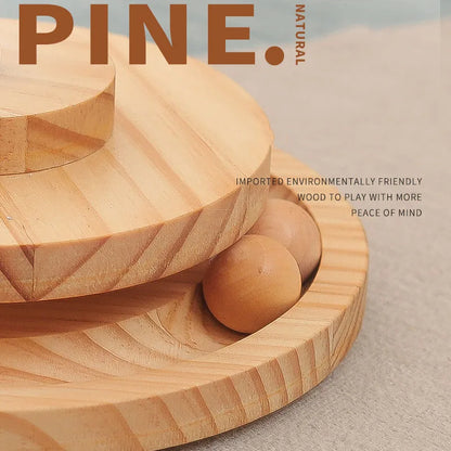 Solid Wood Puzzle Feeder Toy for Cats & Dogs – Slow Feed Tumbler