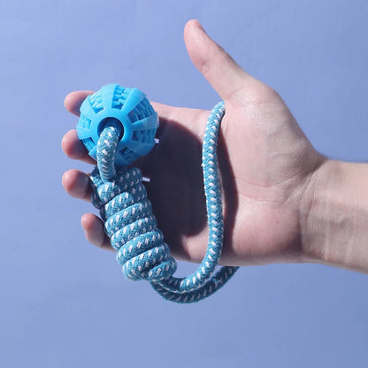 Durable Braided Rope and Rubber Ball Pet Chew Toys for Teething Puppies Plush Gift for Cats for Playing