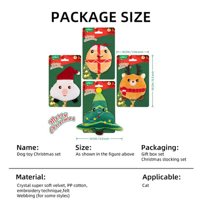 Eco-friendly Christmas Plush Cat Chew Toys Stuffed Catnip Interactive Training Toy with Customized Color for All Seasons