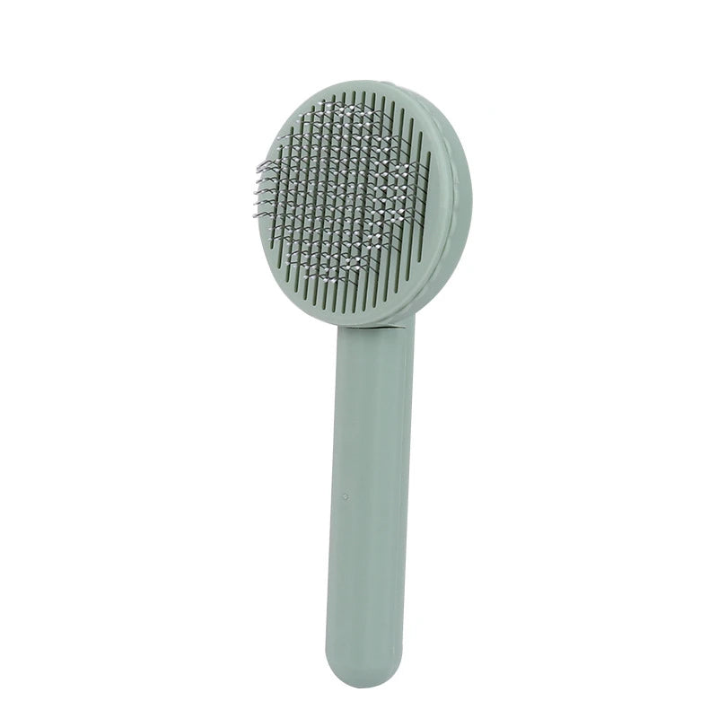 Self-Cleaning Cat Massage Comb — Round-Tip Stainless Steel Needle Brush