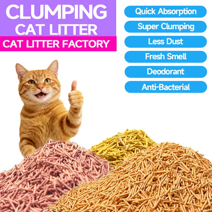 Factory Sale Custom Flavors Cat Litter Clean Kitty Sand Flushable OEM Strip Tofu Cat Litter