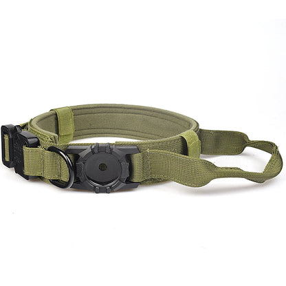 Tactical AirTag Dog Collar | Heavy Duty Nylon with Metal Bracket Holder
