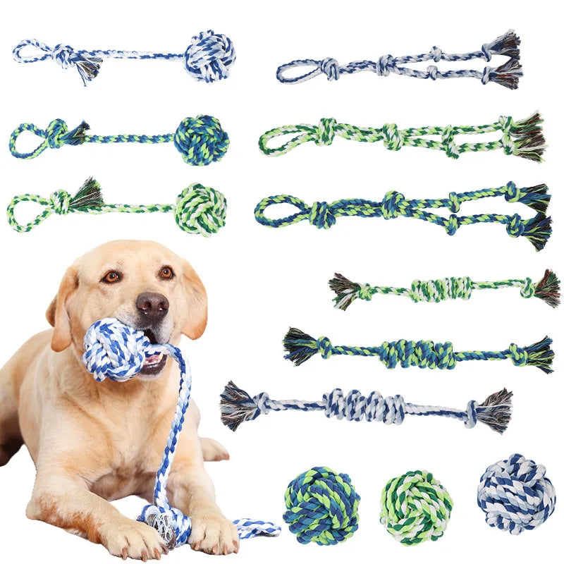 Cotton Dog Rope Toys | Bite-Resistant Interwoven Chew Toy | 12 Designs