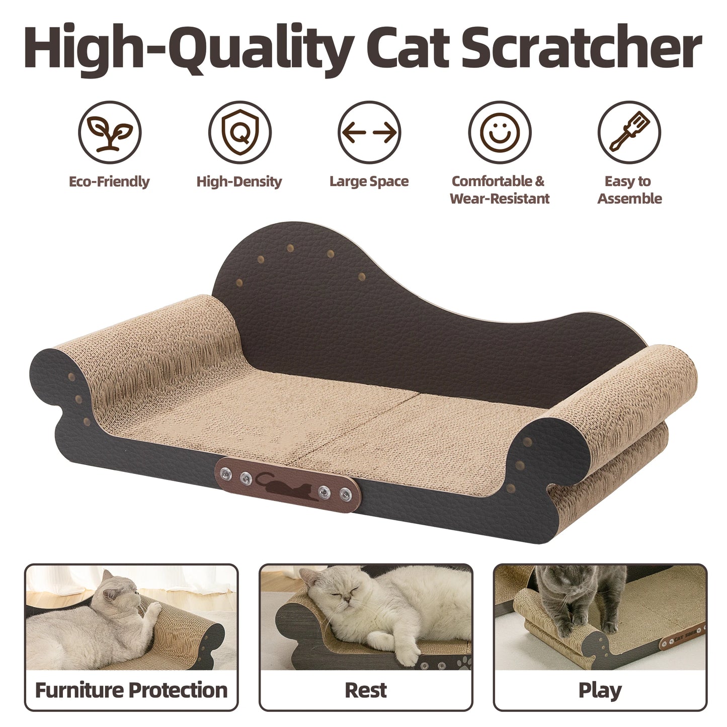 Sofa-Shape Corrugated Cat Scratcher Board – Low-Debris, Wear-Resistant, Furniture Protector