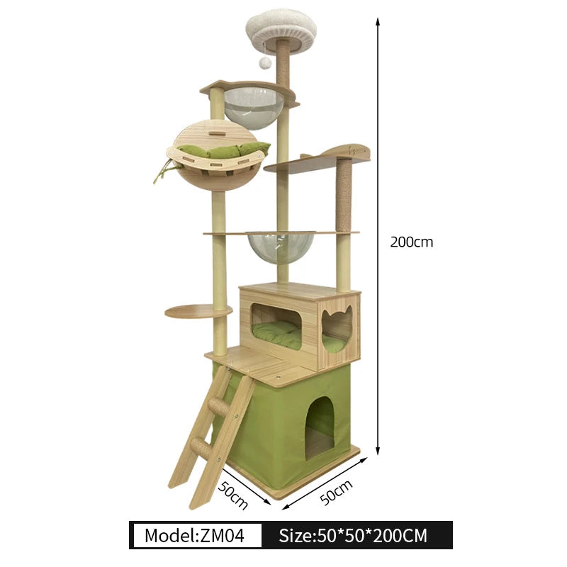 Large Wooden Cat Tree | 60×103×165cm Indoor Cat Climbing Tower