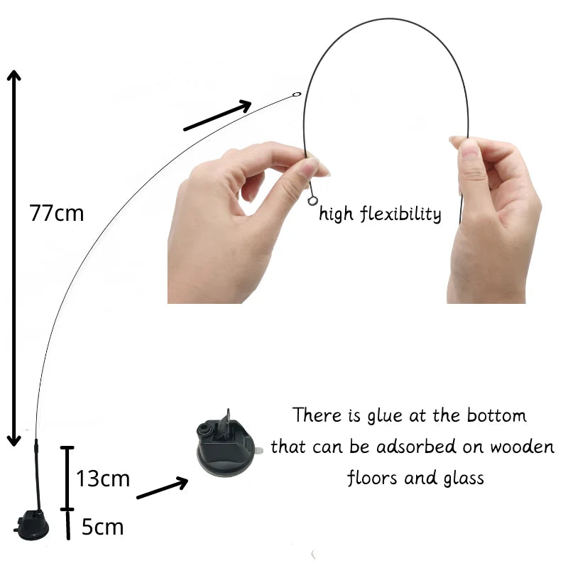 Suction Cup Cat Teaser Wand Suit | Feather Replacement Heads + 2 Sticks | 2 Bundle Options