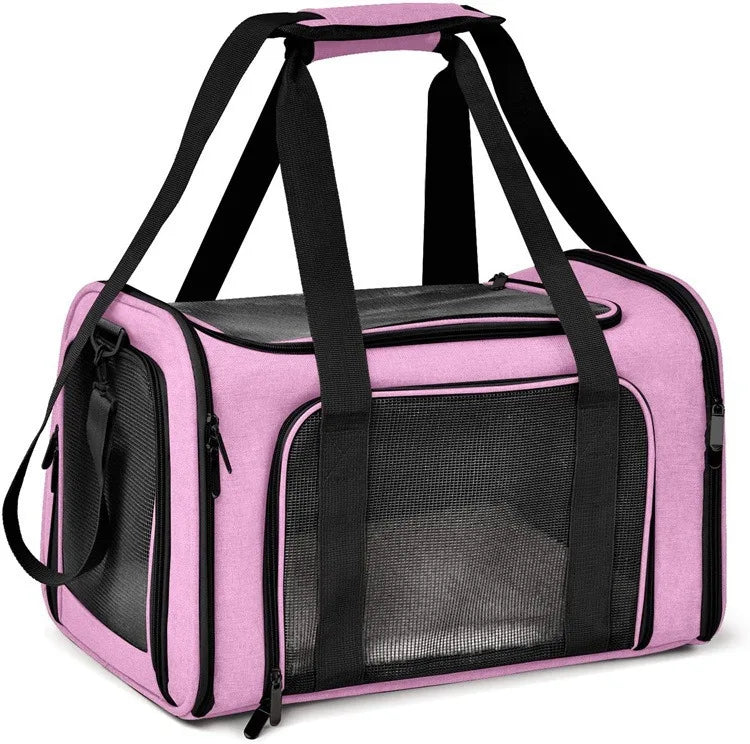 Portable Luxury Oxford Soft-Sided Dog Carrier Airline-Approved Zipper Closure Small Animal Travel Bag Eco-friendly Solid Pattern