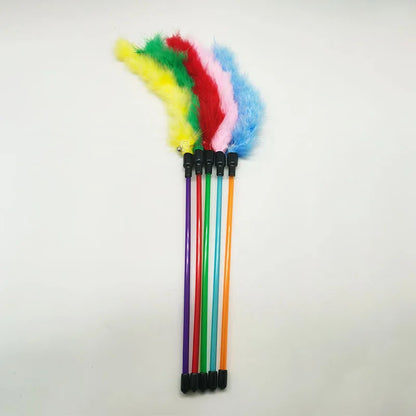 Plush Feather Cat Wand with Bell – Interactive Chew & Teaser Toy