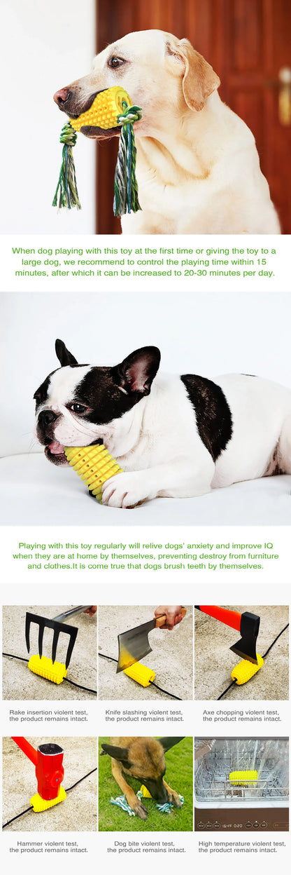 E-commerce Hot Sale Indestructible Tough Durable Squeaky Interactive Dog Toys Puppy Teeth Chew Corn Stick Toy