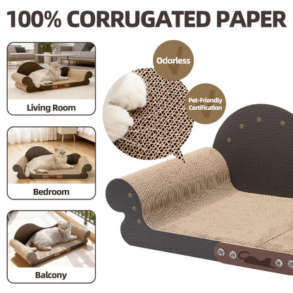 Sofa-Shape Corrugated Cat Scratcher Board – Low-Debris, Wear-Resistant, Furniture Protector