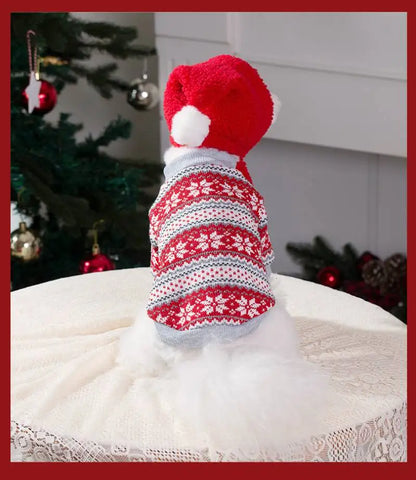 Crochet Pet Christmas Clothes Autumn and Winter New Cute Dog Warm Striped Cat Clothing Knitted Pullover Sweater