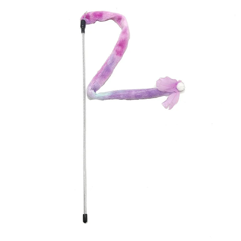 Flannel Cat Toy Wand | Bite-Resistant Cloth Strip Cat Teaser | 9 Patterns