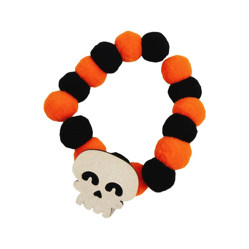 Halloween Winter Solid Personalized Pumpkin Dog & Cat Choker Necklace with Eco-Friendly Wool Bells