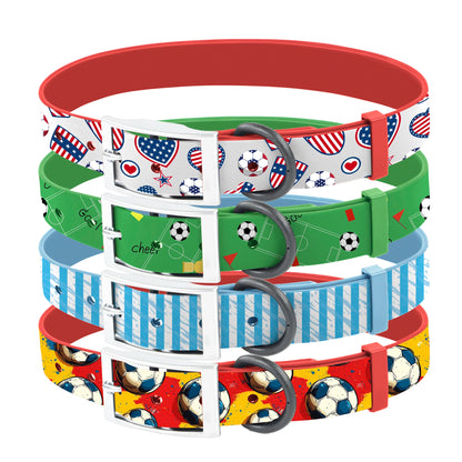 Coated Nylon Waterproof Dog Collar – Soccer Pattern, Odor-Resistant, Quick-Release Buckle