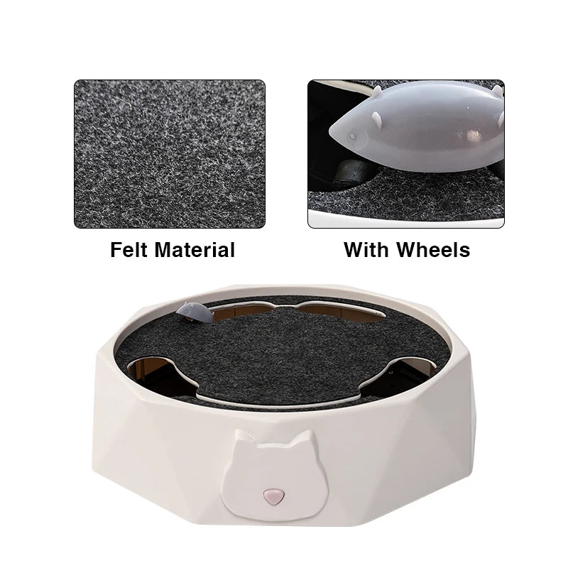 Electric Round Cat Toy with Mouse – Auto-Spinning Interactive Turntable