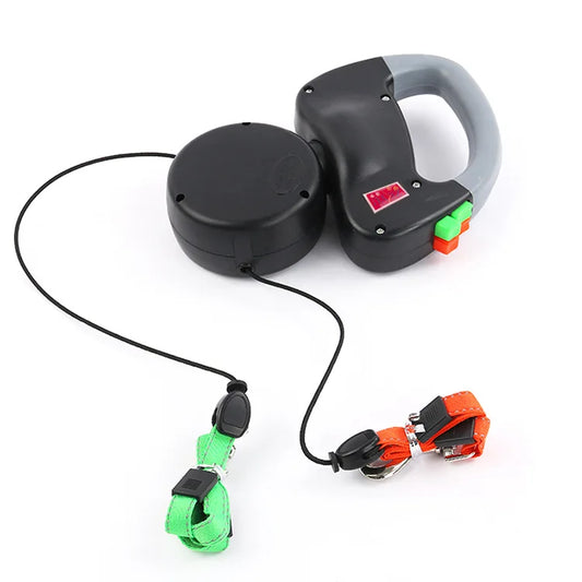 Retractable Double Dog Leash — Reflective, ABS+Nylon