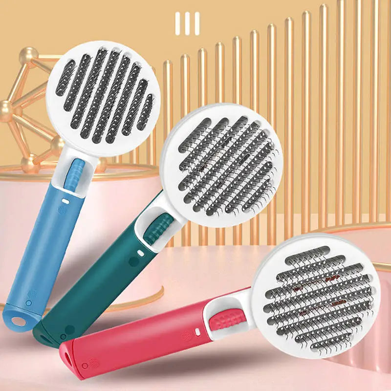 Self-Cleaning Pet Slicker Brush — Cat & Dog Hair Remover Grooming Comb